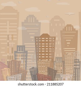 Seamless pattern Modern real estate buildings design. Urban landscape. Vector texture