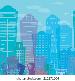 Seamless pattern Modern real estate buildings design. Urban landscape. Vector texture