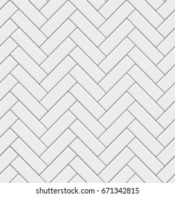 Seamless pattern with modern rectangular herringbone white tiles. Realistic diagonal texture. Vector illustration. - Shutterstock ID 671342815