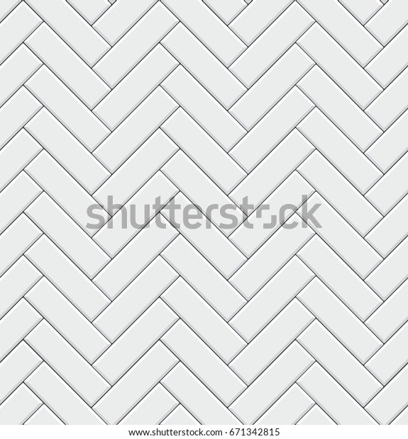 Seamless pattern\
with modern rectangular herringbone white tiles. Realistic diagonal\
texture. Vector\
illustration.