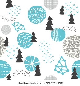 Seamless pattern in modern Scandinavian style. Vector background of north nature.
