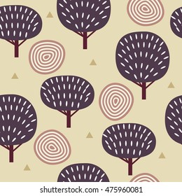 Seamless pattern in modern Scandinavian style. Vector background of north nature.