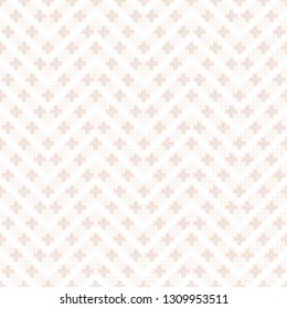 Seamless pattern. Modern simple geometrical texture. Regularly repeating zigzag shapes with crosses, outline squares. Vector element of graphical design