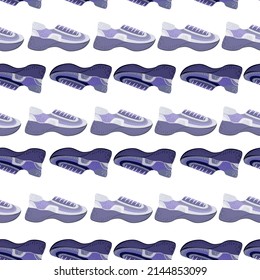 Patrón sin inconvenientes con las zapatillas modernas. Antecedentes con zapatos para el estilo de vida activo en estilo doodle. Textura de diseño repetida para impresión, tela, envoltura, papel pintado, tejido. Ilustración vectorial.