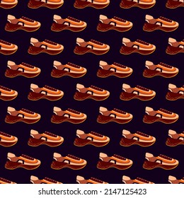 Patrón sin inconvenientes con las zapatillas modernas. Antecedentes con zapatos para el estilo de vida activo en estilo doodle. Textura de diseño repetida para impresión, tela, envoltura, papel pintado, tejido. Ilustración vectorial.