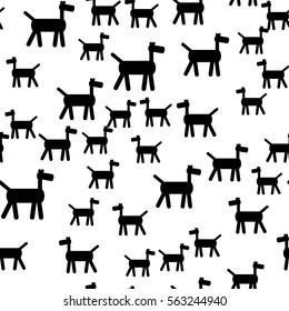 Seamless pattern in modern style with abstract dogs. Vector background for wrapping paper, wallpaper, fabrics, design. interior design, business cards, posters and banners.