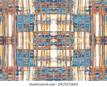 Seamless pattern. Modern stylish abstract texture. Geometric brush effect design. pattern various donkey bagasse paper textures on blue with yellow background.
