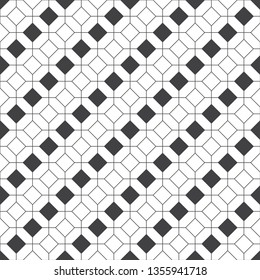 Seamless pattern. Modern stylish geometrical texture. Regularly repeating linear rhombuses, hexagons, octagons. Thin line. Vector element of graphical design