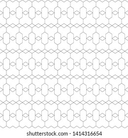 Seamless pattern. Modern stylish geometrical texture. Regularly repeating hexagons, rhombuses, hexagonal shapes. Abstract linear textured background. Vector element of graphical design