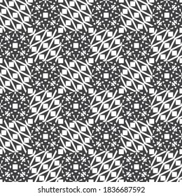 Seamless pattern. Modern stylish geometrical texture. Regularly repeating curved polygonal shapes with rhombuses, triangles, squares. Vector element of graphical design
