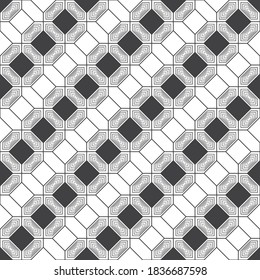 Seamless pattern. Modern stylish geometrical texture. Regularly repeating linear rhombuses, hexagons, octagons. Thin line. Vector element of graphical design