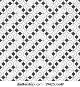 Seamless pattern. Modern stylish geometrical texture. Regularly repeating linear rhombuses, hexagons, octagons. Thin line. Vector element of graphical design