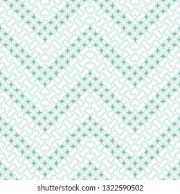 Seamless pattern. Modern stylish texture. Regularly repeating zigzag shapes with rhombuses, circles, stars, waved thin lines. Vector element of graphical design