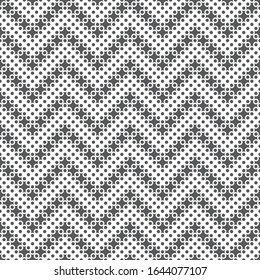Seamless pattern. Modern stylish texture. Regularly repeating zigzag ornament with small dots, crosses. Vector element of graphical design