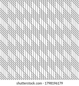 Nahtloses Muster. Moderne, stilvolle Textur. Regelmäßig wiederholt geometrische Ornamente mit kreuzten vertikalen und diagonalen dünnen Linien. Trendy, linearer abstrakter Hintergrund. Vektorelement des grafischen Designs