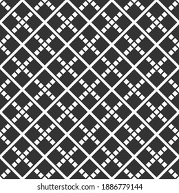 Seamless pattern. Modern stylish texture. Repeating geometric tiles with tiny rhombuses. Digital paper for textile print. Vector monochrome background.