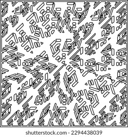  Nahtloses Muster. Moderne, stilvolle Textur. Zusammensetzung aus regelmäßig wiederholtem geometrischem Element. Schwarz-Weiß Muster für Webseiten, Texturen, Karten, Poster, Stoff, Textilien.