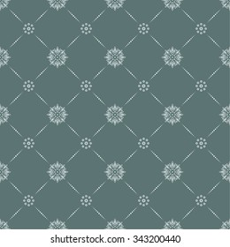 Seamless pattern. Modern stylish texture. Repeating ornament with dotted rhombus and flowers. Vector element of graphical design