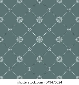 Seamless pattern. Modern stylish texture. Repeating ornament with dotted rhombus and flowers. Vector element of graphical design