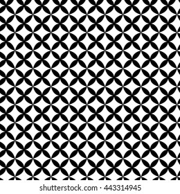 Seamless pattern. Modern stylish texture. Repeating geometric black and white classical 80s style round overlapping romantic background circles. Arabic ornamental motif. Vector