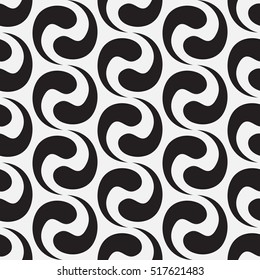 Seamless pattern. Modern stylish texture. Repeating abstract background with triangular yin yang. Stylish black grid