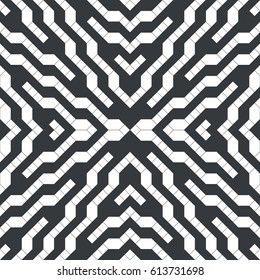 Seamless pattern. Modern stylish texture in Memphis style. Regularly repeating geometrical tiles with different geometric particles. Chaotic. Random.