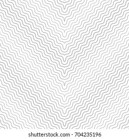 Seamless pattern. Modern stylish texture. Regularly repeating geometric tiles with waved zigzag lines of the increasing and decreasing thickness. Halftone effect. Vector abstract background