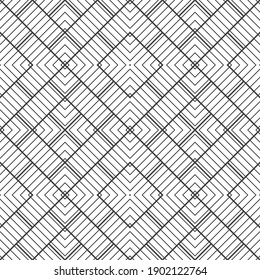 Seamless pattern. Modern stylish pattern with thin lines. Regularly repeating geometrical tiles with rhombuses, diamonds. Vector element of graphical design