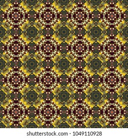 Seamless pattern modern stylish tiling design with squares in gray, brown and green colors. Vector illustration.