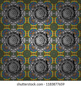 Seamless pattern modern stylish tiling design with squares in red, gray and blue colors. Vector illustration.