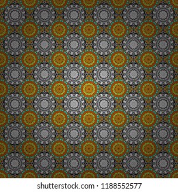 Seamless pattern modern stylish tiling design with squares in orange, blue and green colors.