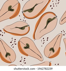 Patrón incomparable con peras minimalistas de estilo moderno de arte moderno.Fondo vectorial