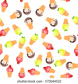 Seamless pattern with mojito ice cream