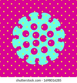 Seamless Pattern With Molecule Of The Coronavirus And Dots In The Style Of Pop Art Close-up. Graphic Illustration With A Bright Background. Art Collage Vector