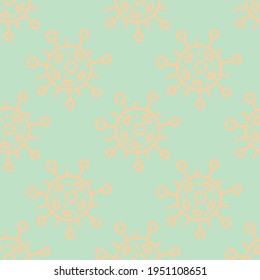 Seamless pattern of molecules, cells of virus, bacteria. Pandemic, epidemic covid-19. Theme of quarantine, spread of coronavirus, vaccination. Vector hand drawn background in doodle style isolated