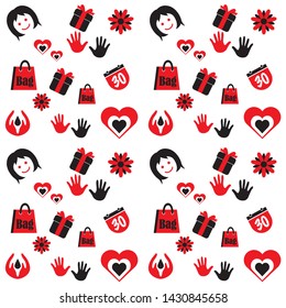 Seamless Pattern Mom Day white background
