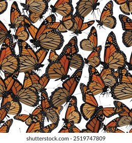 seamless pattern of Monarch butterflies packed