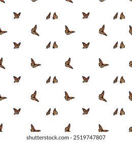 seamless pattern of Monarch butterflies repeation 