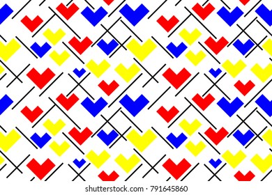 Seamless pattern for Mondrian's style. Hearts