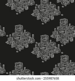 Seamless pattern with money. Chalkboard.