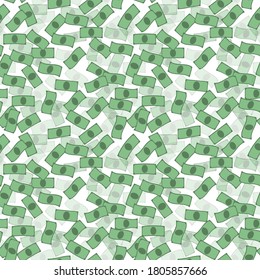 Seamless pattern, money, dollars, bills on a white background. Vector illustration, flat color design, eps 10.