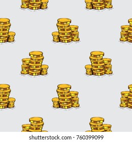 Seamless pattern. Money hand drawing elements. Cartoon doodle style