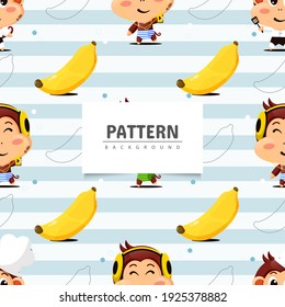 Seamless pattern monkey and banana