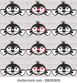 seamless pattern. monkey with glasses.