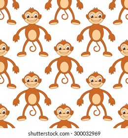 Seamless pattern monkeys. Happy New Year red monkey.