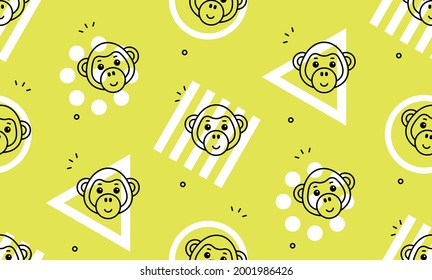 Seamless pattern with monkeys. Icon design. Template elements