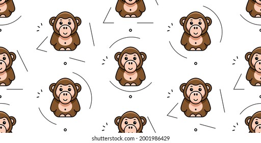 Seamless pattern with monkeys. Icon design. Template elements