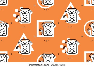 Seamless pattern with Monkeys. Icon design. Template elements