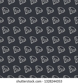 Seamless pattern with monochrome 3D diamonds. Isometric gems background. Minimal style.
