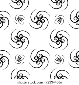 Seamless pattern of monochrome abstract geometric vector wallpaper. Wave, sea, wind or storm concept. Black creative ornamental pattern on white background.